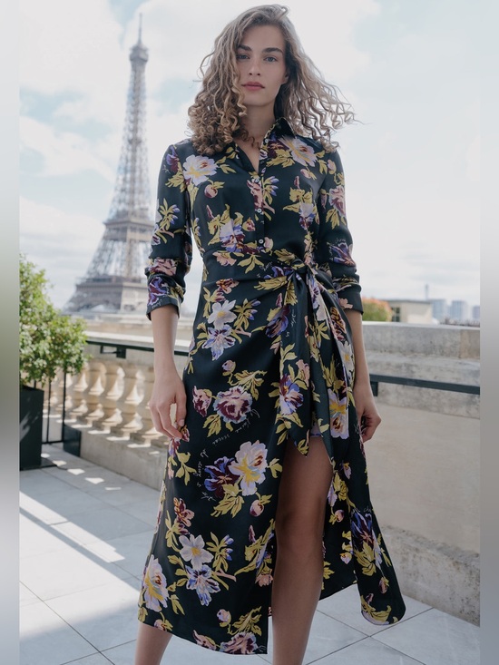 cinq a sept Dresses & Skirts - NWOT 5 a7 cinq a sept BRIGITTE BLACK YELLOW FLORAL JACEY FAUX WRAP DRESS SZ 2